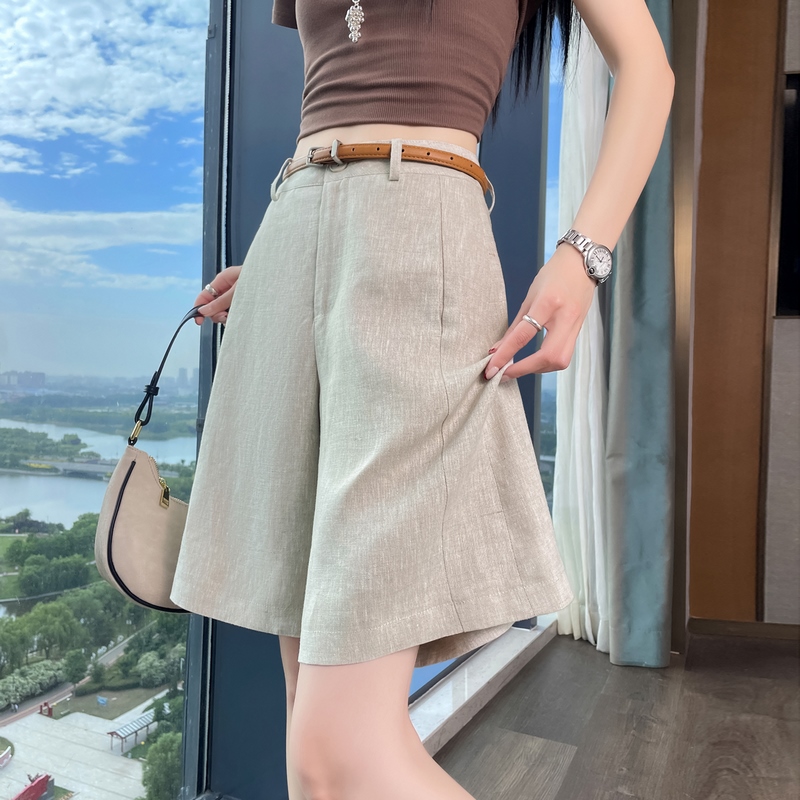 實拍2026夏季新款天絲亞麻五分褲闊腿褲A字短褲薄款棉麻短褲女