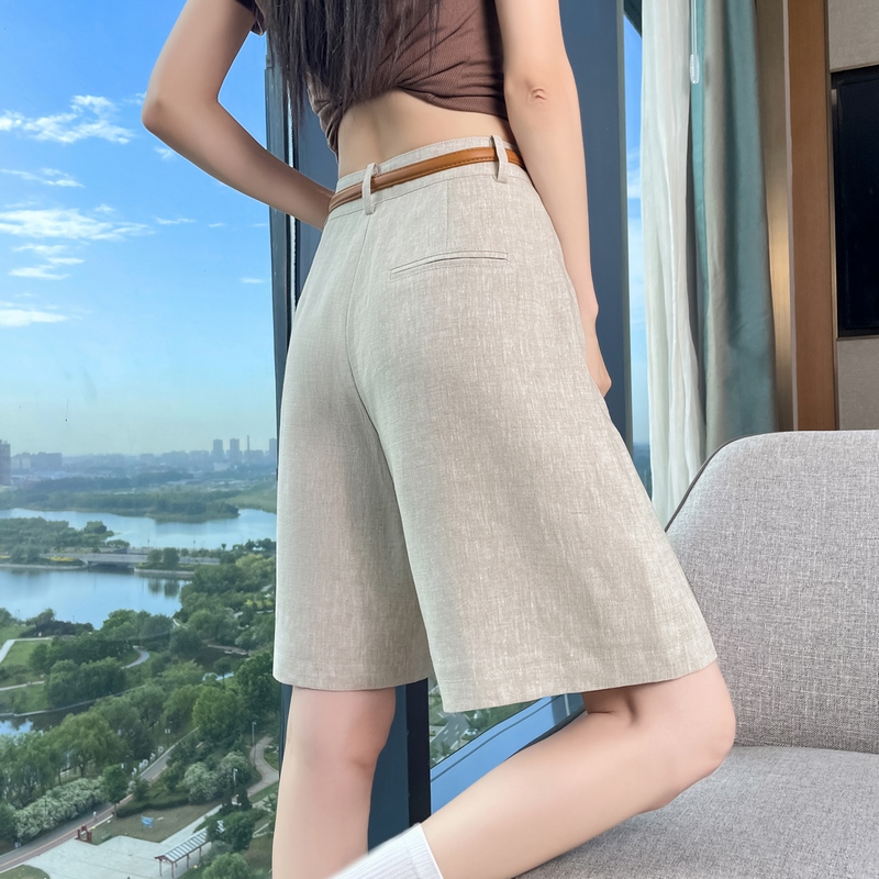實拍2026夏季新款天絲亞麻五分褲闊腿褲A字短褲薄款棉麻短褲女