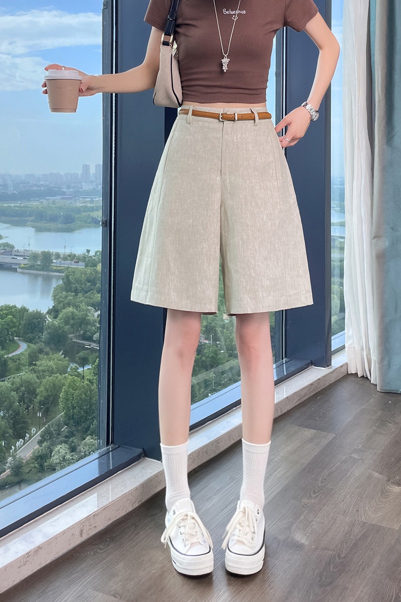 實拍2026夏季新款天絲亞麻五分褲闊腿褲A字短褲薄款棉麻短褲女