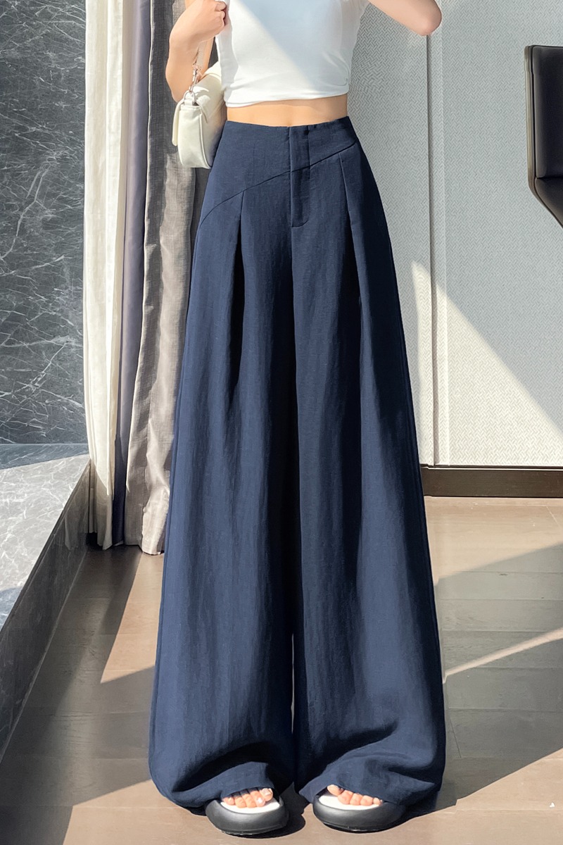 實拍2026夏季新款亞麻冰絲闊腿褲高腰棉麻山本褲薄款休閑褲女