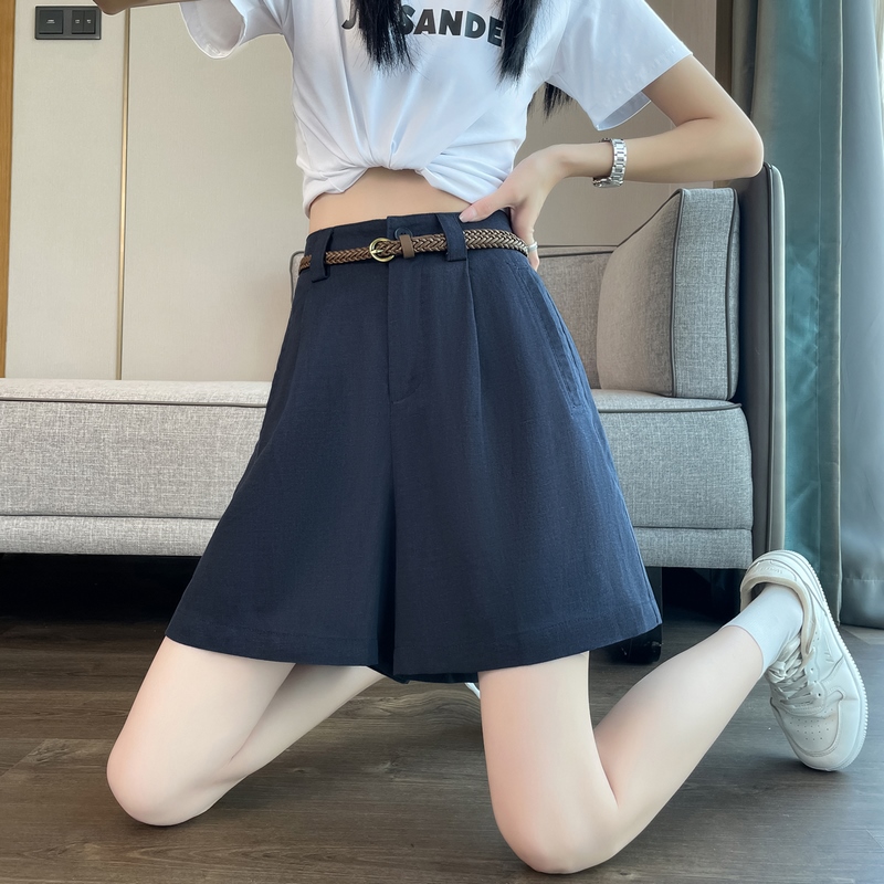 實拍2026夏季新款天絲亞麻五分褲A字闊腿高腰棉麻薄款短褲女