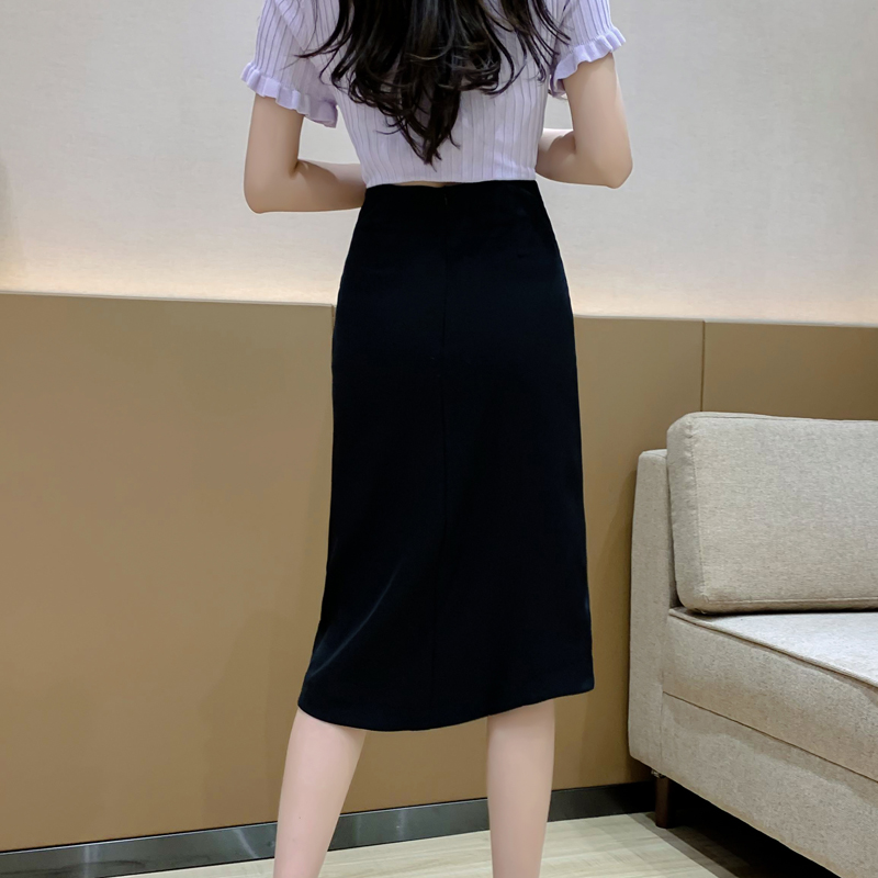 半身裙女2025早秋新款百褶中裙黑色高腰褶皺a字裙港風中長裙顯瘦
