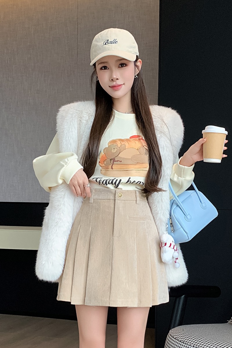 毛呢短裙女2025秋冬新款呢子a字裙高腰防走光短褲百褶半裙女
