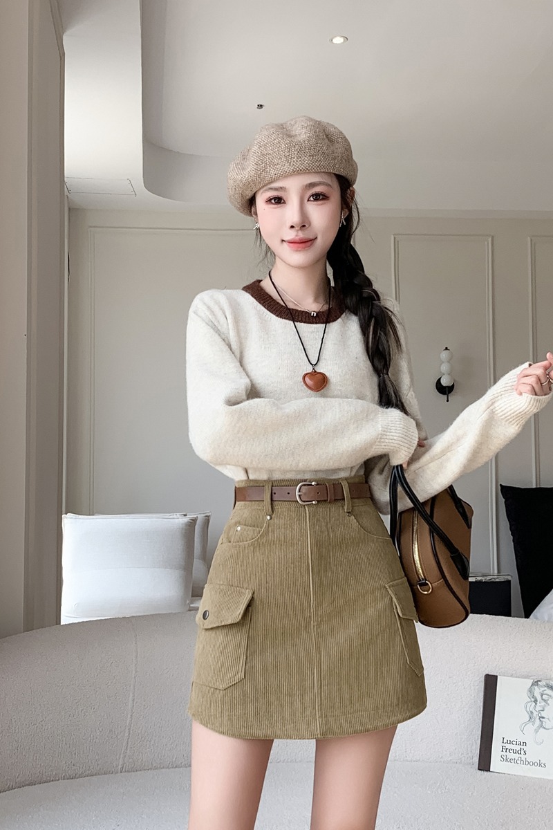 有貨A字短裙女2025秋冬工裝裙高腰燈芯絨呢子防走光短褲半身裙女