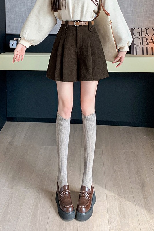 有貨毛呢百褶短裙褲半身裙褲女燈芯絨a字短褲2025秋冬新款靴褲裙