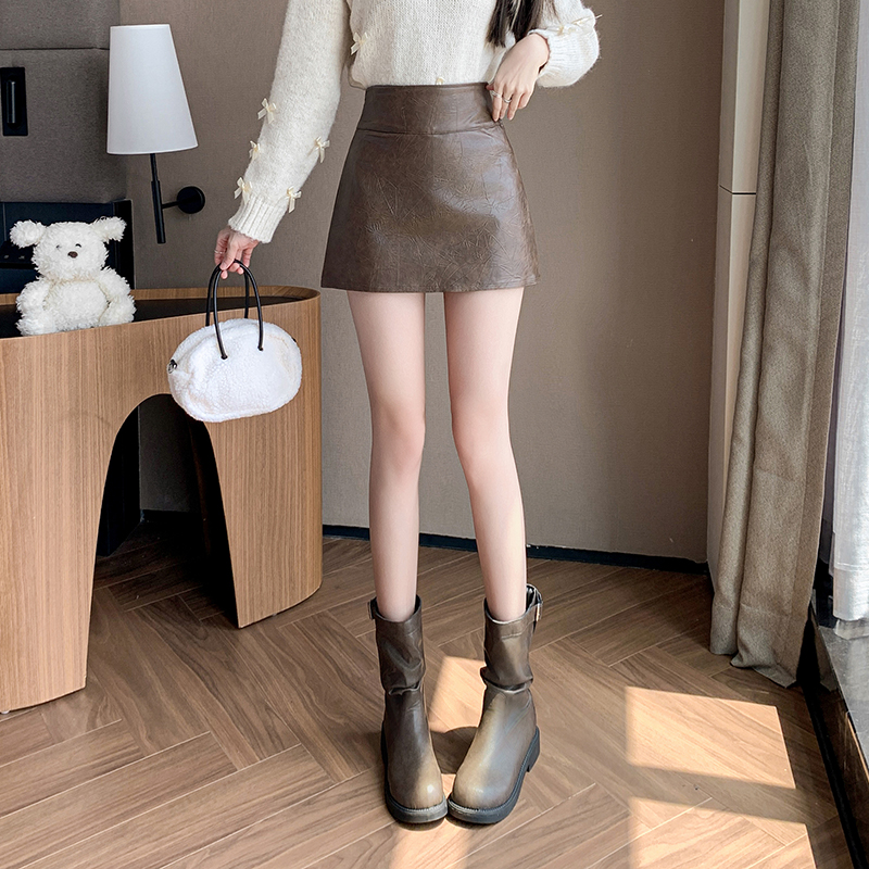 有貨A字短裙女2025秋冬pu皮裙褲高腰性感辣妹短褲裙皮短褲半身裙