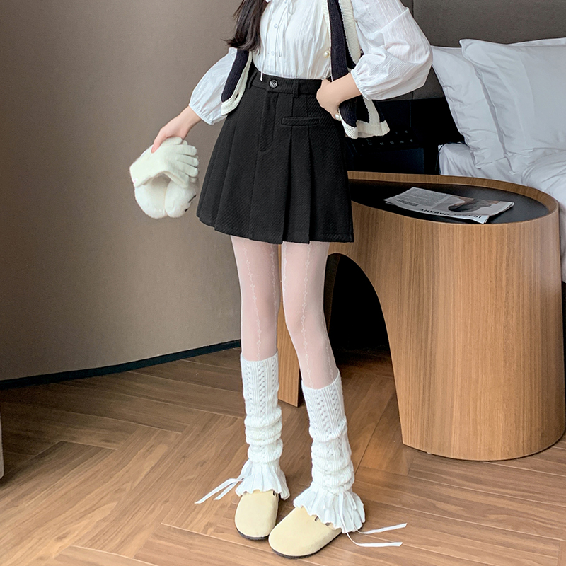 有貨毛呢短裙女2025冬裝新款呢子a字裙高腰防走光短褲百褶半裙女