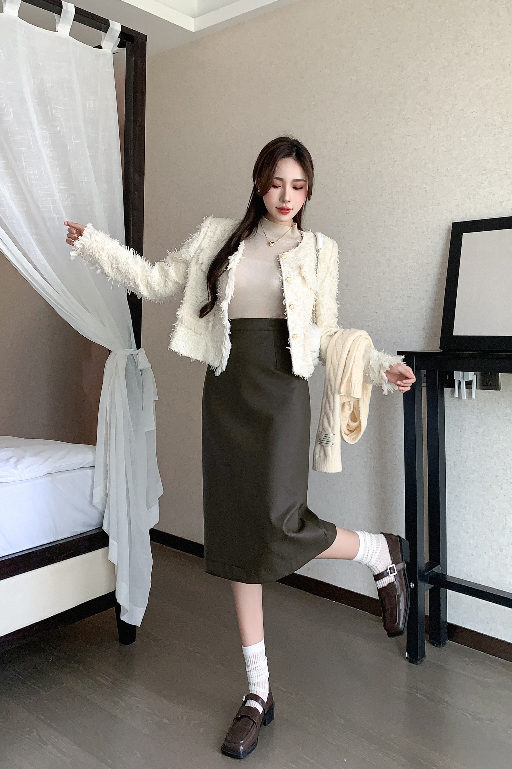 有貨直筒裙女2025秋冬中長款皮裙半身裙pu包臀高腰簡約顯瘦半裙子