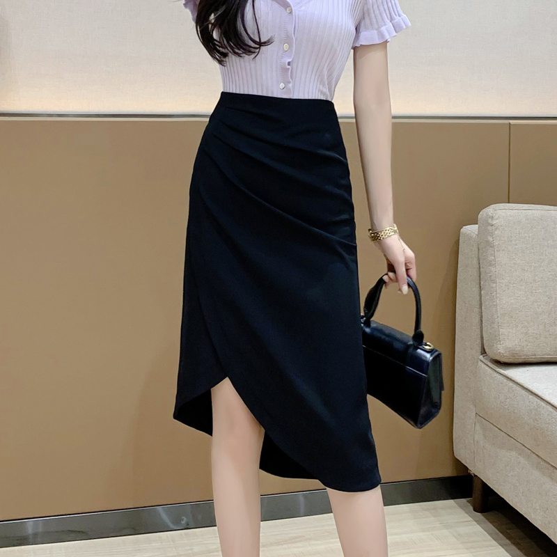 半身裙女2026春夏新款百褶中裙黑色高腰褶皺a字裙港風中長裙顯瘦