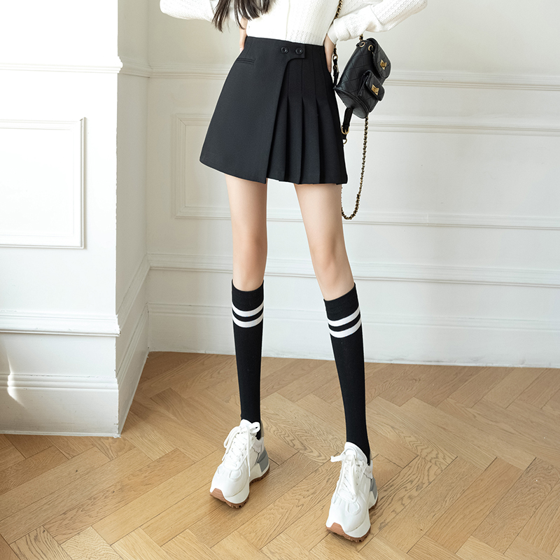 2026春夏新款韓版A字半身裙防走光短褲顯瘦百褶洋氣半身裙女