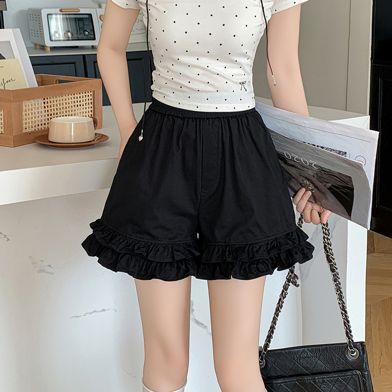 木耳邊短褲女2026春夏新款花苞褲休閑少女松緊腰短裙褲花邊棉短褲
