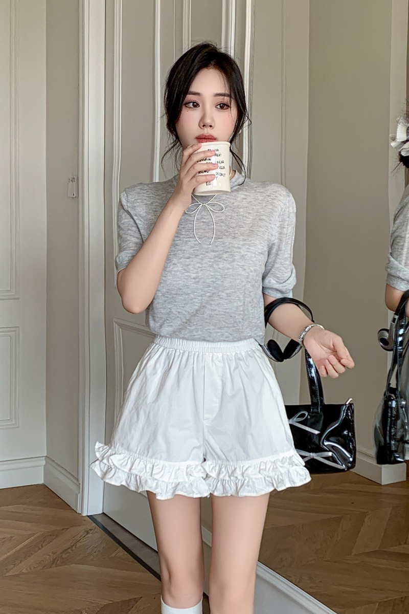 木耳邊短褲女2026春夏新款花苞褲休閑少女松緊腰短裙褲花邊棉短褲