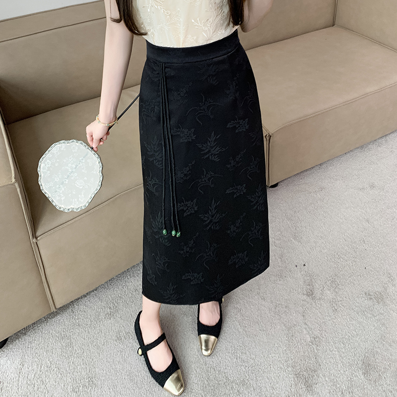 新中式國風復古半身裙女顯瘦小A擺直筒裙2026春夏新款中長款半裙