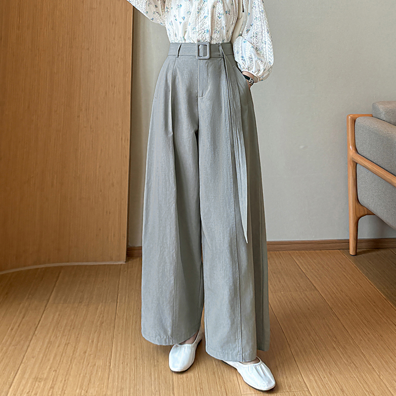 2026春夏新款顯瘦工裝長褲設計感高腰寬松大擺闊腿休閑褲女