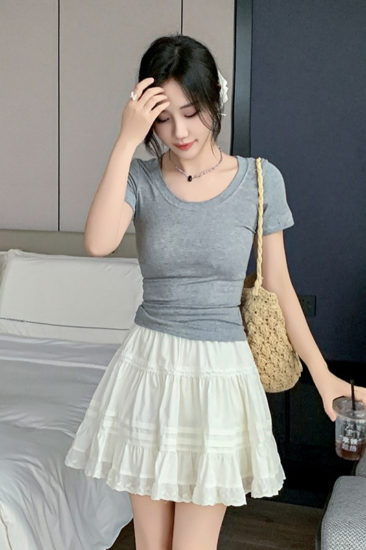 白色半身裙女2026夏新款蕾絲花邊百褶裙褲松緊高腰顯瘦a字蛋糕裙
