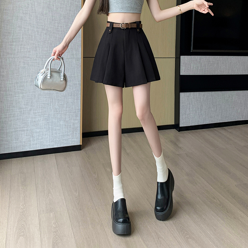 高腰百褶短褲不規則腰帶半身裙褲女a字短褲2026夏裝新款百搭褲裙