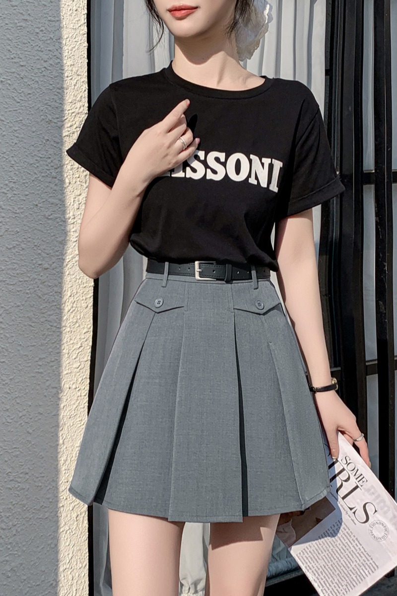 百褶半身裙女2026夏季新款高腰百搭顯瘦A字防走光短裙女西裝半裙