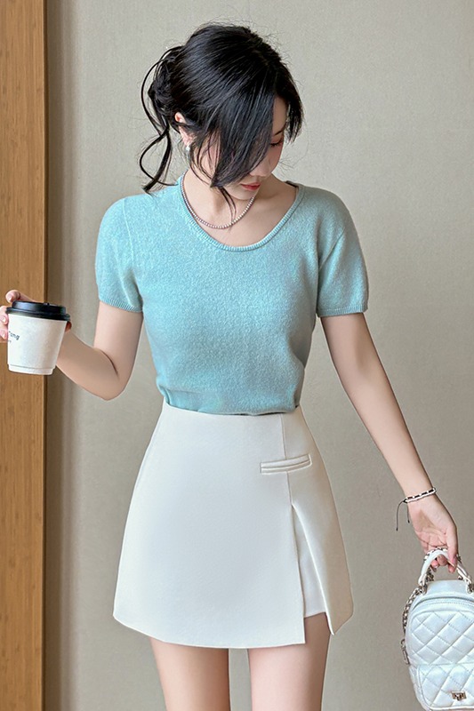 休閑短褲女2026夏新款A字裙褲拼接開叉半身裙女西裝高腰短褲裙女