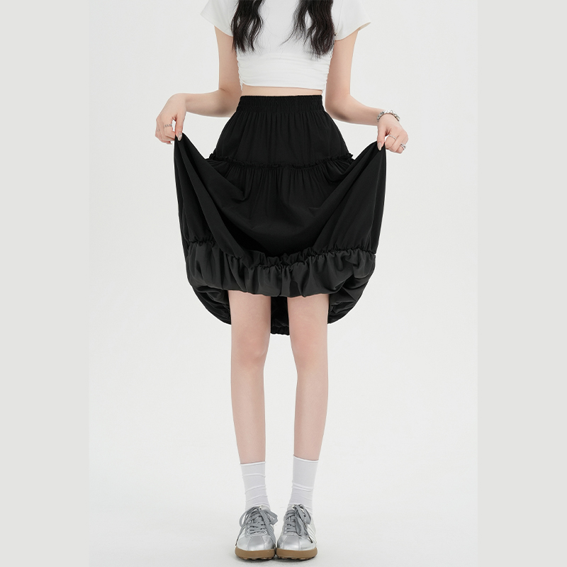 實拍2026春夏新款韓版甜美花邊半身裙女百搭蓬蓬花苞裙蛋糕中裙