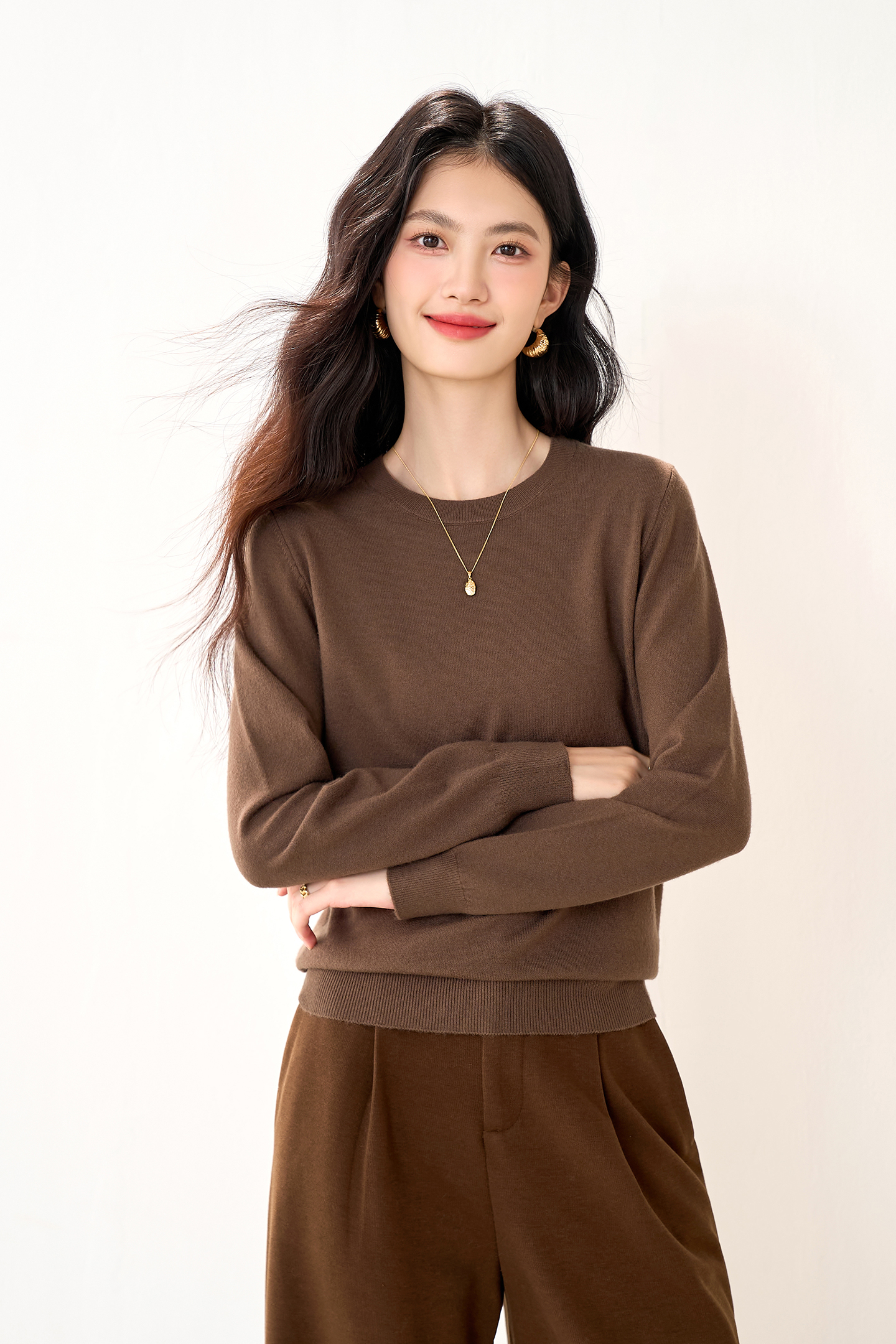 實拍小款秋冬針織衫女套頭純色韓版百搭長袖短款打底衫針織毛衣女