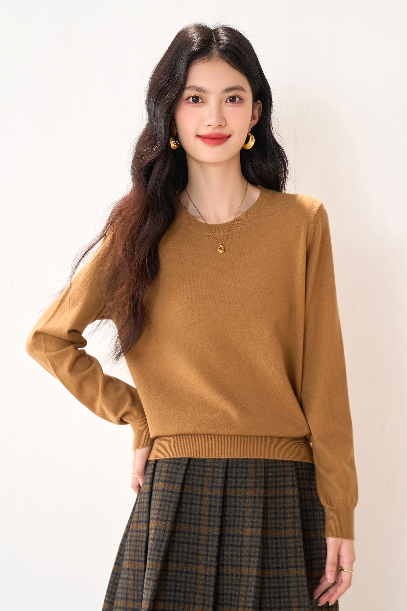 實拍小款秋冬針織衫女套頭純色韓版百搭長袖短款打底衫針織毛衣女