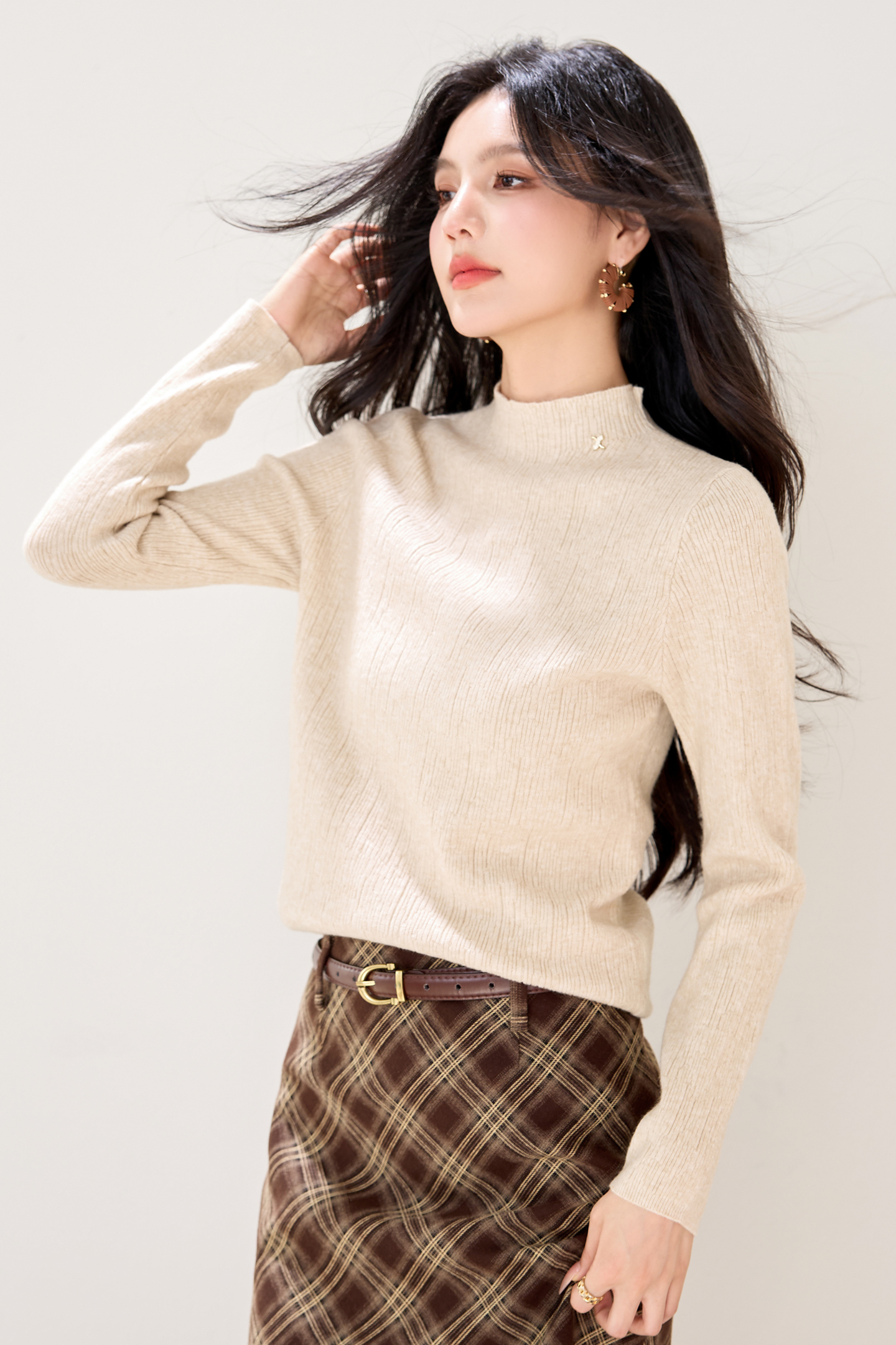 實拍新款秋冬打底衫女套頭半高領韓版百搭長袖純色針織衫毛衣女士