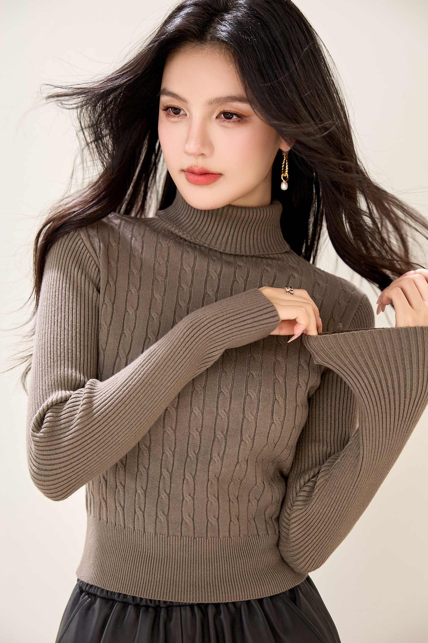 實拍新款秋冬打底衫女高領韓版針織衫女純色長袖短款修身內搭毛衣