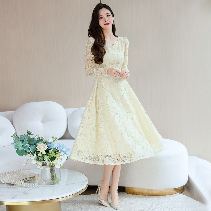 MY13924# 大码新款法式长袖连衣裙女胖mm气质方领收腰显瘦裙子潮裙女裝貨源服裝批發