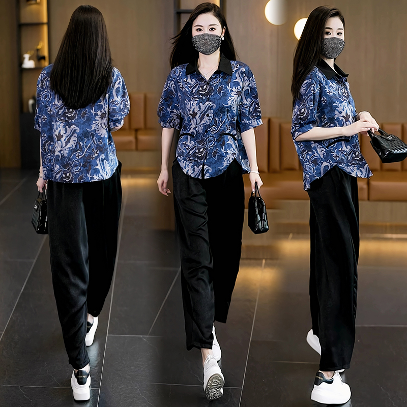 MY12416#夏季新款时尚套装遮肉显瘦宽松两件套女裝貨源服裝批發