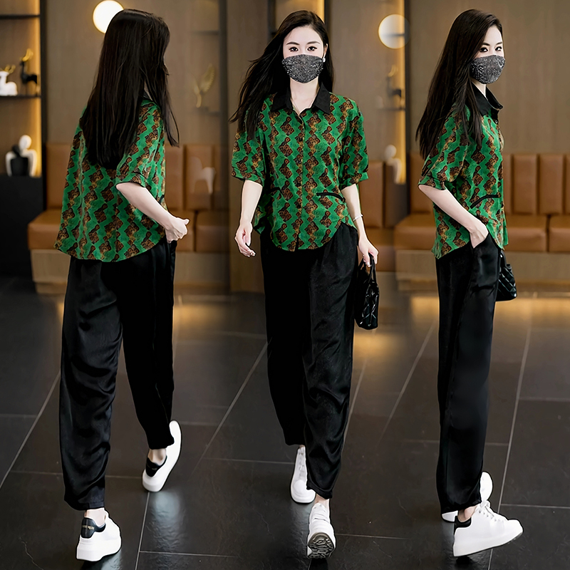 MY12434#夏季新款时尚套装遮肉显瘦宽松两件套女裝貨源服裝批發