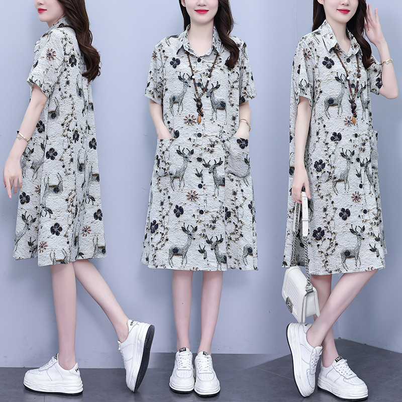 MY17174# 新款时尚连衣裙胖mm中长款宽松遮肚显瘦时尚大码女女裝貨源...