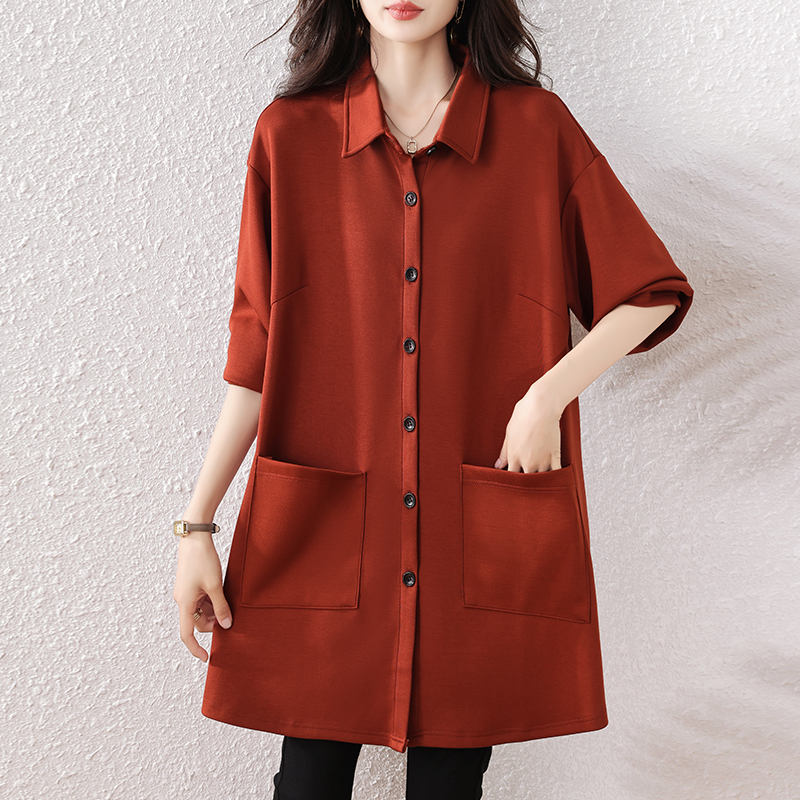 MY17192# 时尚新款舒适气质开衫遮肉宽松显瘦长袖中长上衣女裝貨源服裝批發