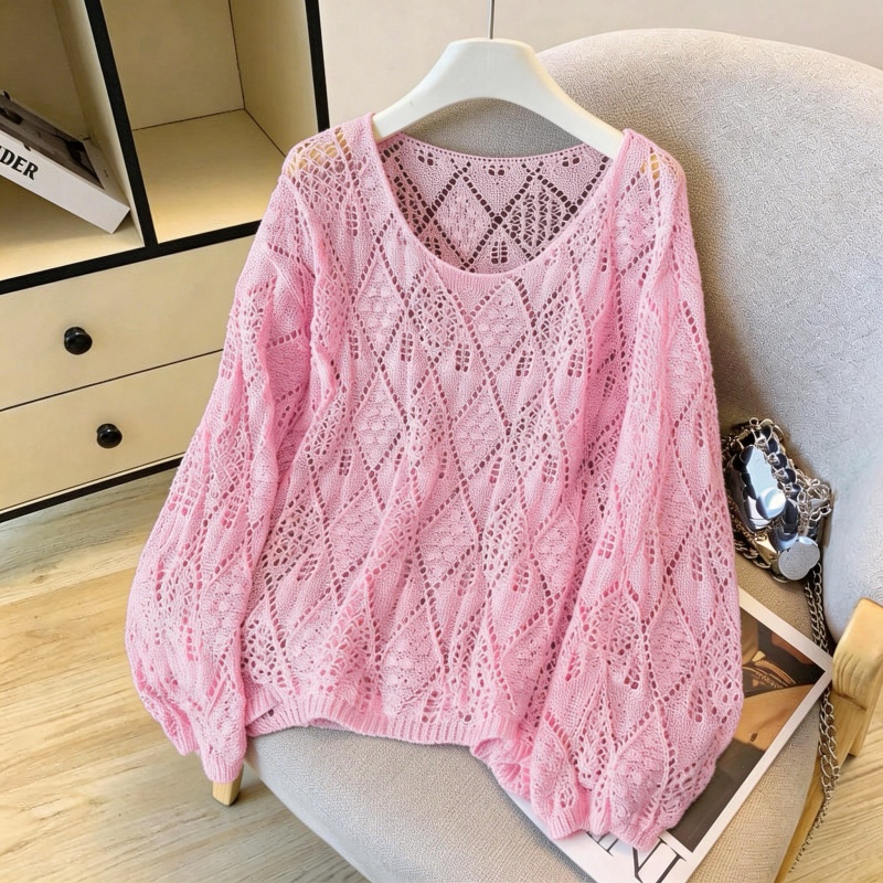 RY3562# 2026 春夏新款连帽镂空针织衫女慵懒风薄款防晒外搭上衣