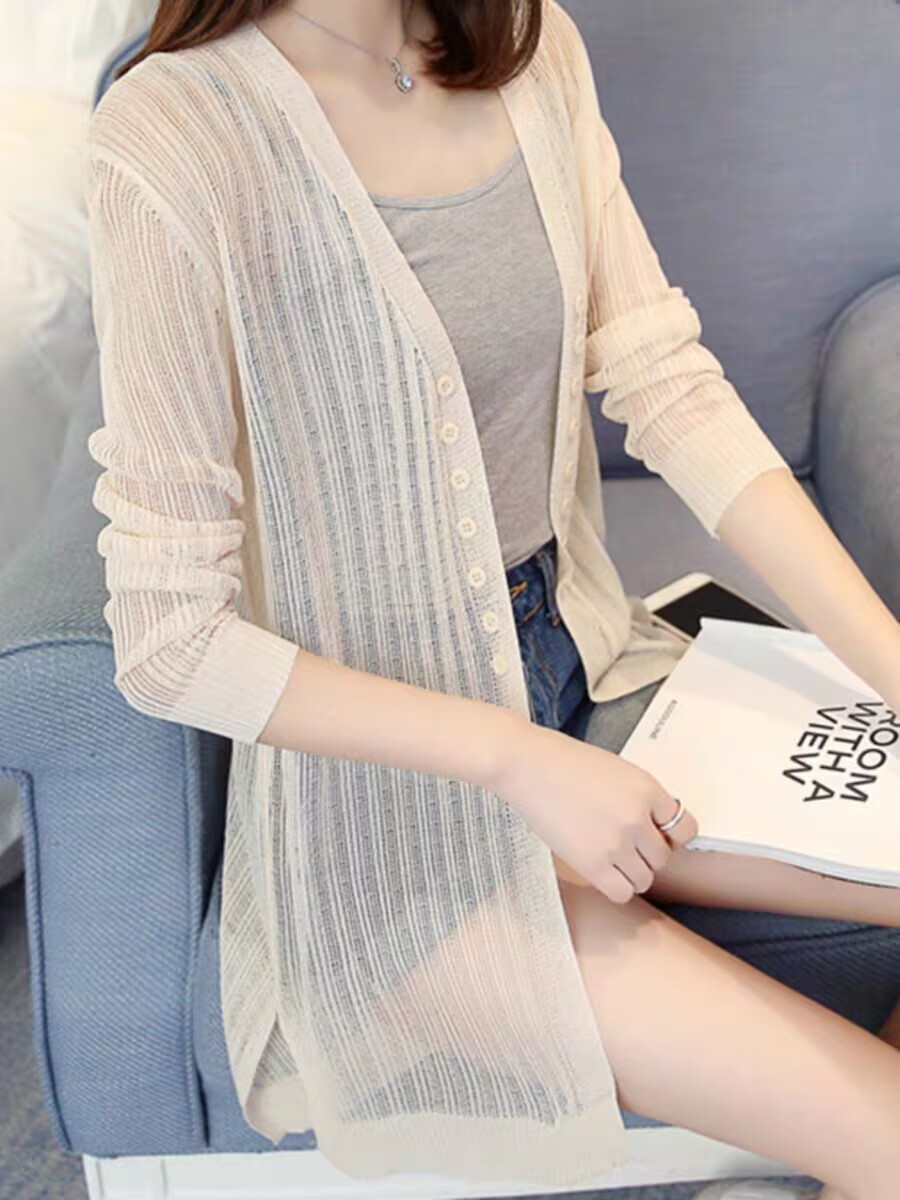 RY3560# 冰丝针织衫女夏季吊带裙外搭开衫外套薄款披肩防晒衣薄纱外穿上...