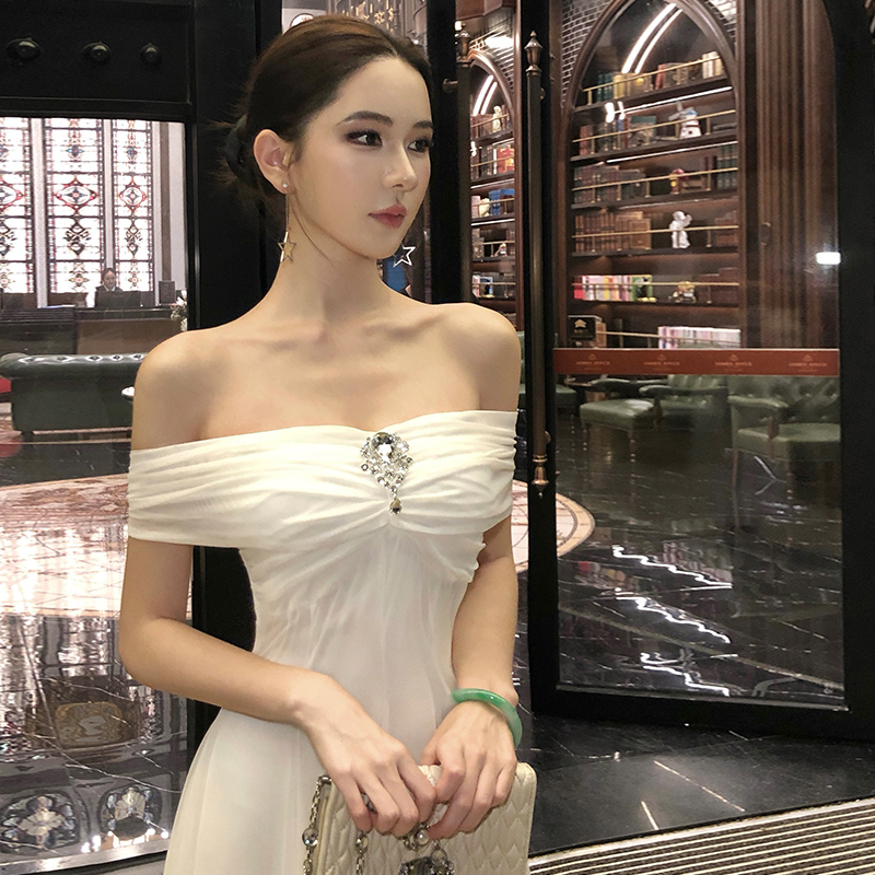 一衣多穿夏季禮服裙白月光抹胸網紗大擺連衣長裙