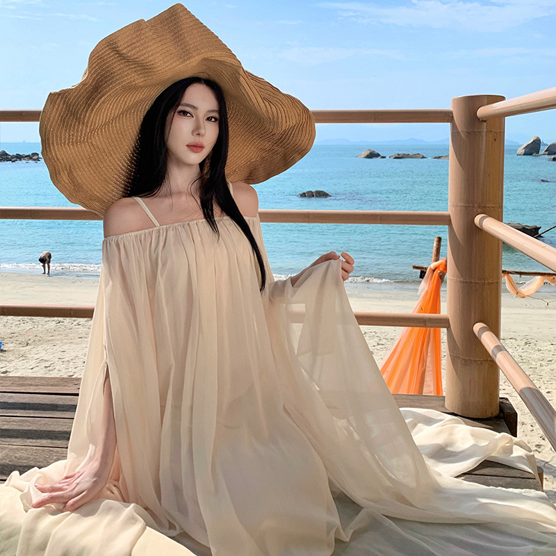 禪意風一字領連衣裙女夏季新款新中式中國風高級感絕美獨特裙子潮
