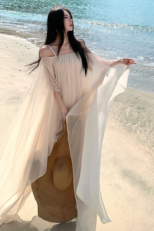 禪意風一字領連衣裙女夏季新款新中式中國風高級感絕美獨特裙子潮