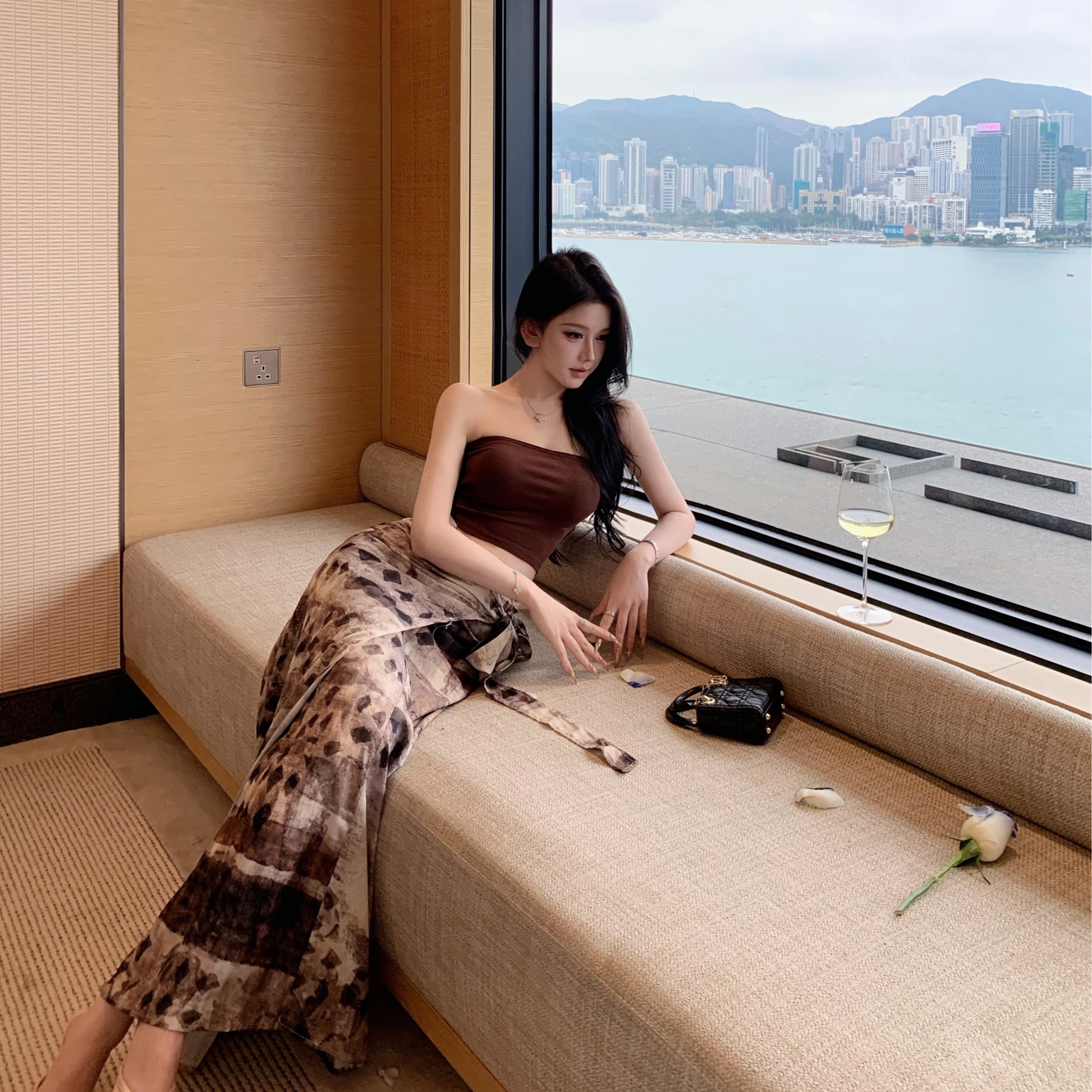 松弛感度假裙不規則半身裙套裝三亞海邊ootd沙灘裙東南亞海島穿搭