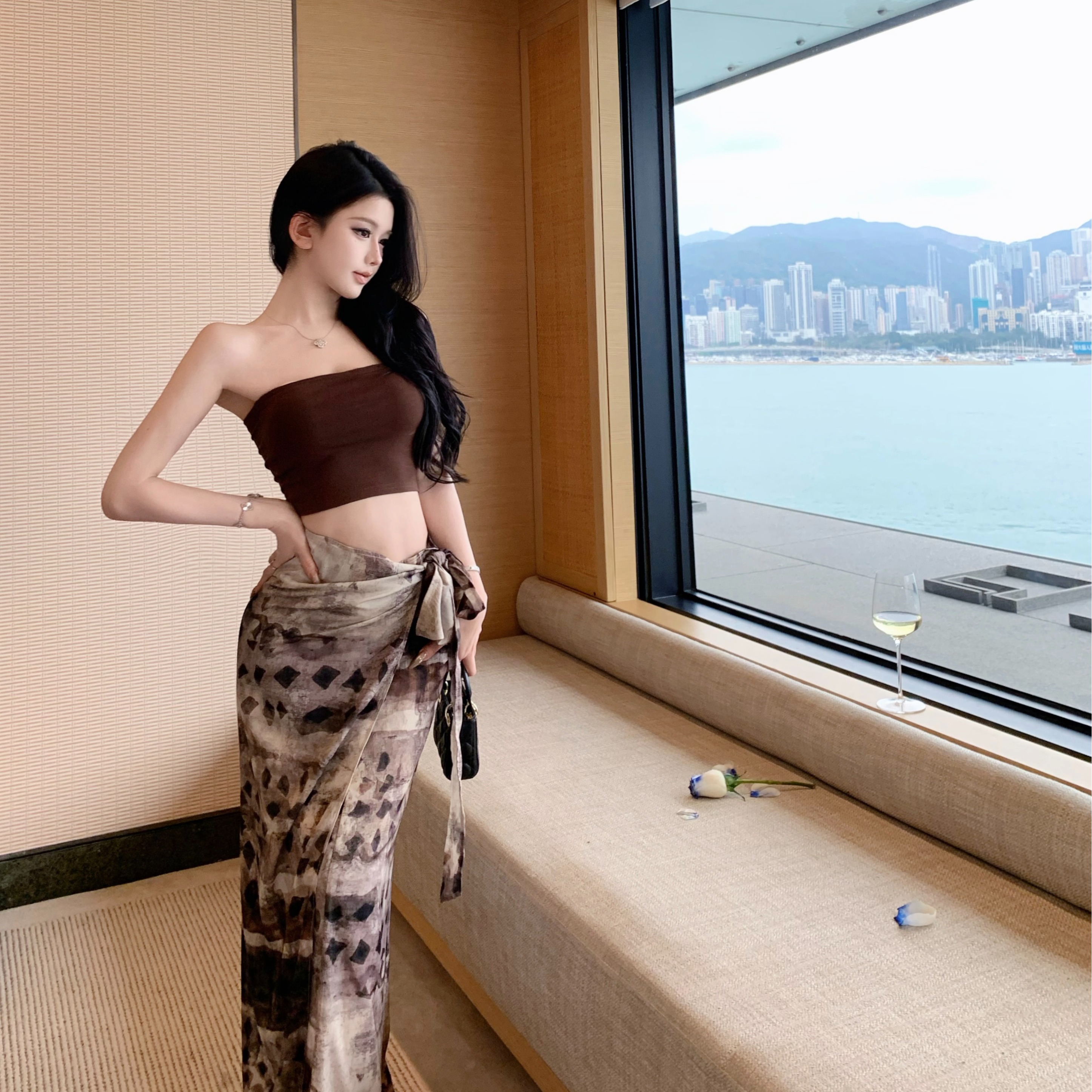 松弛感度假裙不規則半身裙套裝三亞海邊ootd沙灘裙東南亞海島穿搭