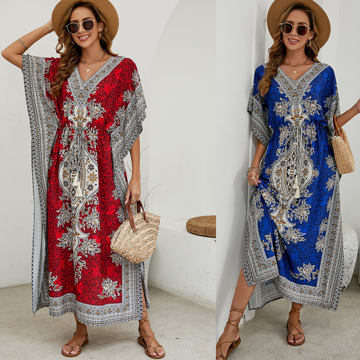 MY16425#海边度假波西米亚沙滩裙异域风情宽松比基尼防嗮外罩衫