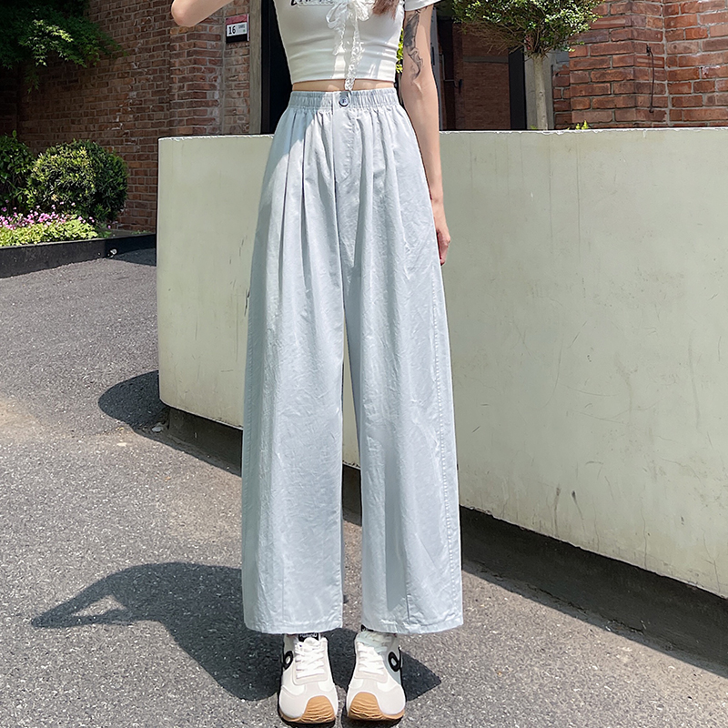 實拍闊腿褲女2026夏季新款洗水棉高腰顯瘦九分褲百搭休閑褲子