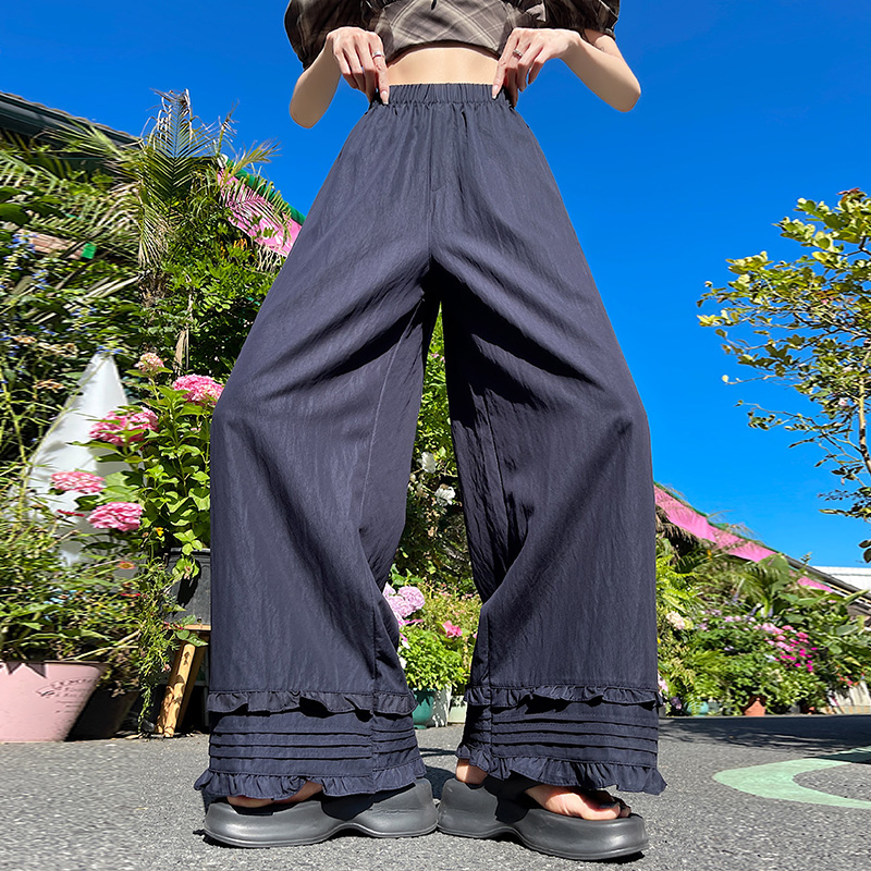 實拍木耳邊天絲牛仔褲女2026夏季冰絲高腰顯瘦九分褲百搭休閑褲子
