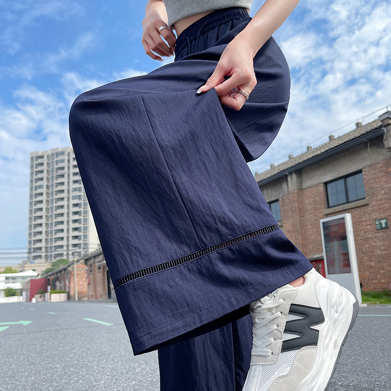 實拍鏤空拼接天絲牛仔褲女2026夏冰絲高腰顯瘦九分褲百搭休閑褲子