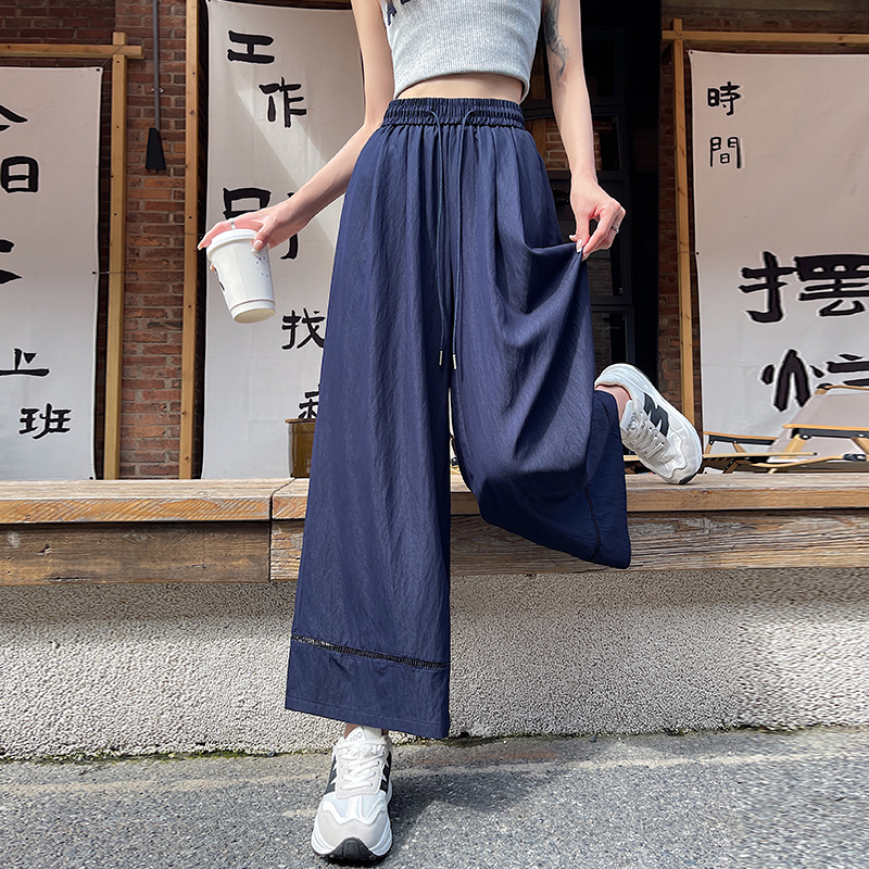 實拍鏤空拼接天絲牛仔褲女2026夏冰絲高腰顯瘦九分褲百搭休閑褲子
