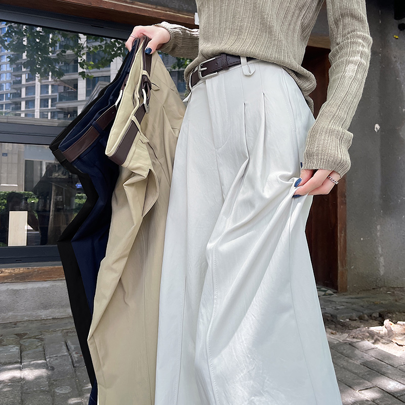 實拍老錢風闊腿褲女2026春季高腰顯瘦寬松直筒休閑九分褲子送腰帶