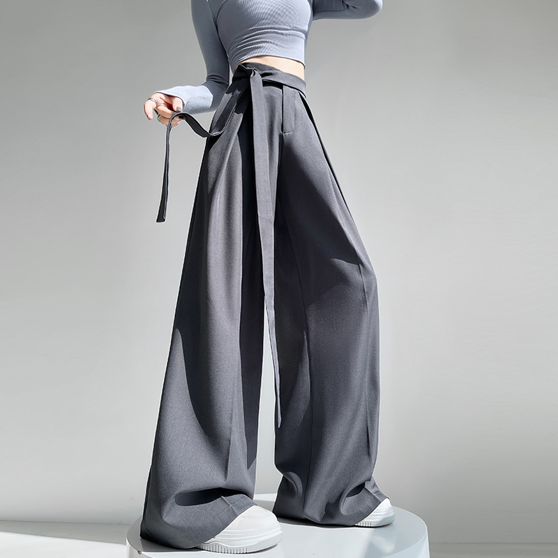 實拍西裝闊腿褲女2026春季老錢風垂感顯瘦寬松大褲腳休閑拖地褲子
