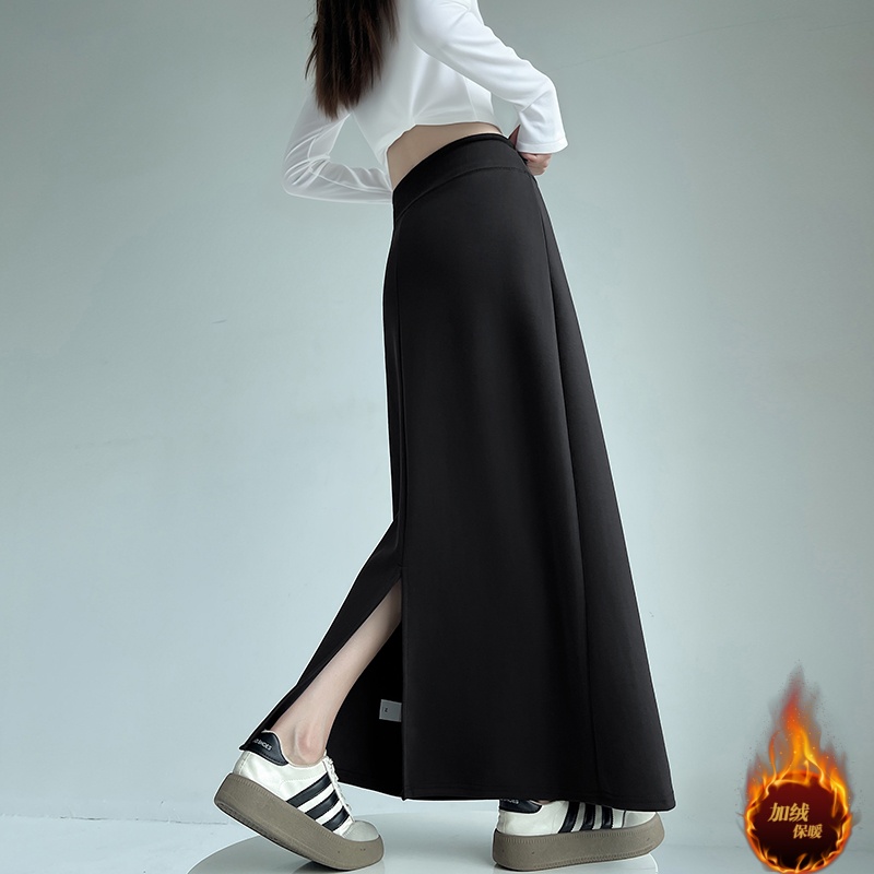 實拍半身裙女2025高腰抽繩直筒運動裙女秋冬加絨慵懶寬松中長裙
