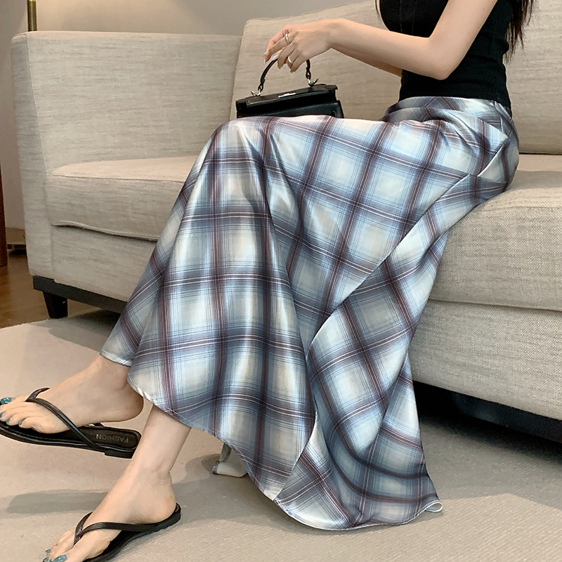 實拍 醋酸緞面魚尾裙半身裙女2026夏季高腰垂感a字遮胯包臀中長裙