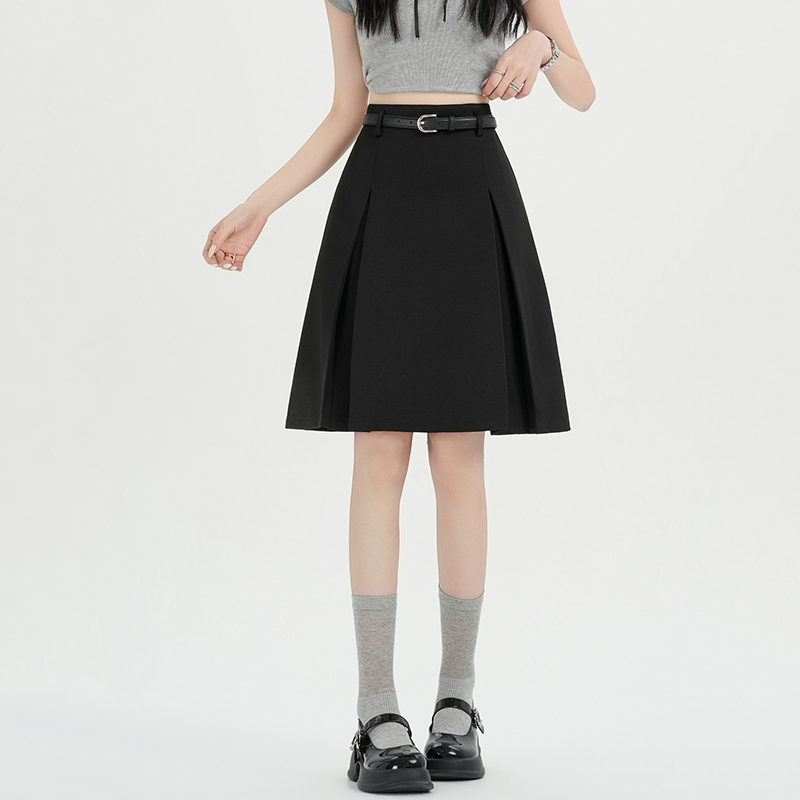 實拍西裝半身裙女夏季2026年新款五分裙高腰百搭a字裙垂感中裙子
