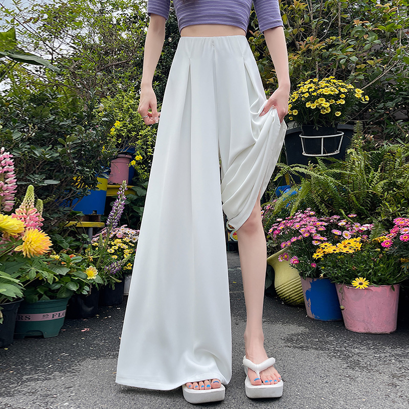 實拍西裝闊腿褲女2026夏季老錢風垂感顯瘦寬松大褲腳休閑拖地褲子